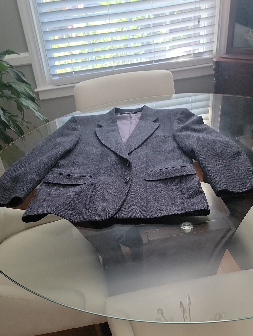 Classic Herribone Men's Gray 100% Wool Blend Jacket
